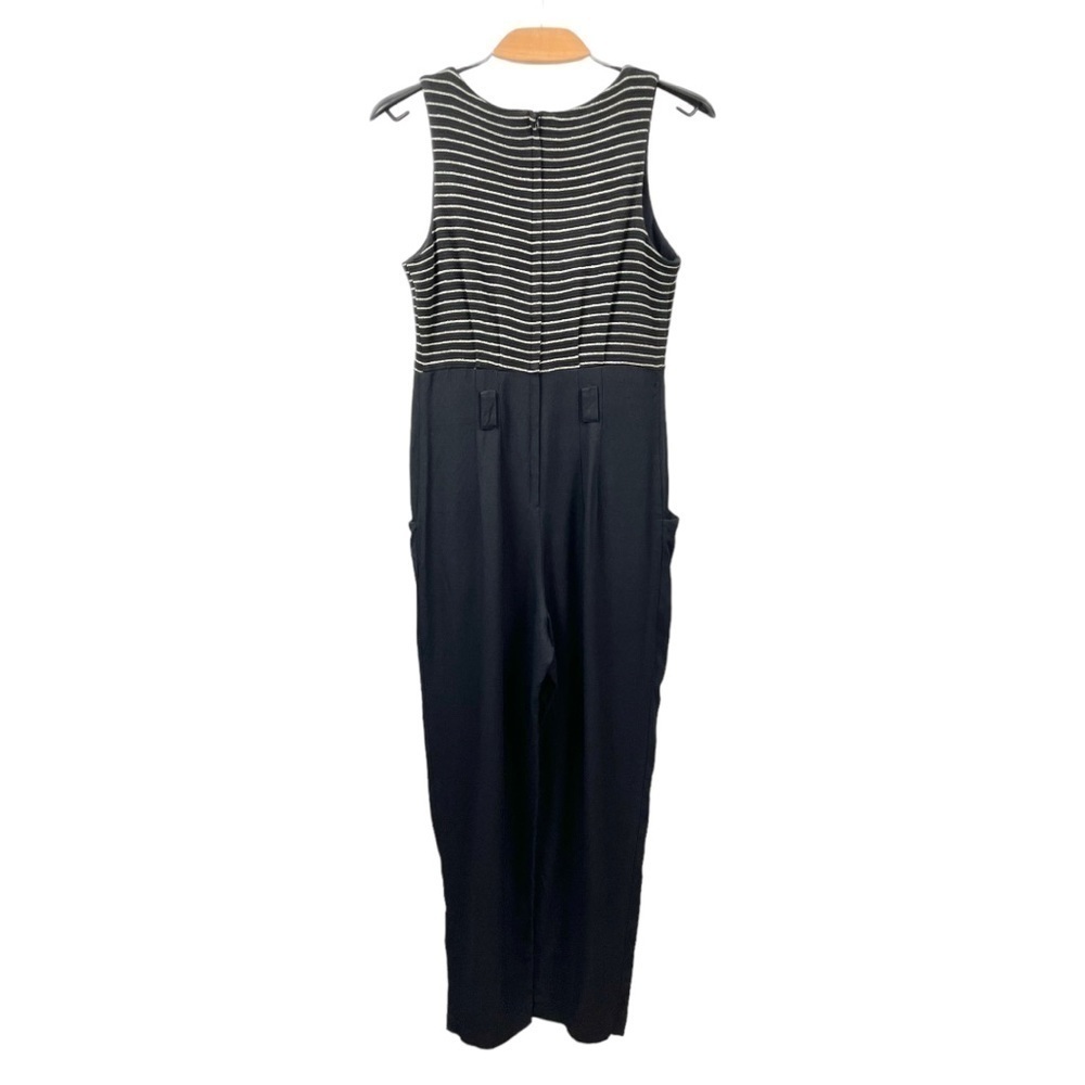 Vintage Sleeveless Jumpsuit in Black with Silver Striped Top Size 9/10 - Picture 4 of 7